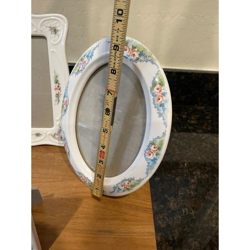 4 vintage floral ceramic photo frames